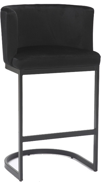 Velino Velvet Black Cantilever Bar Stool - Stylish & Modern