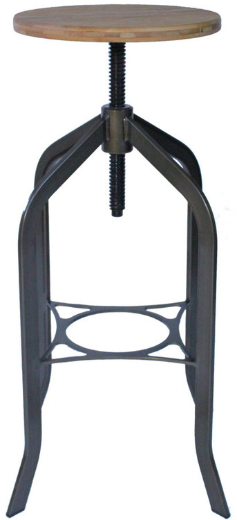 Trento Vintage Bar Stool Rustic Wooden Seat Metal Frame