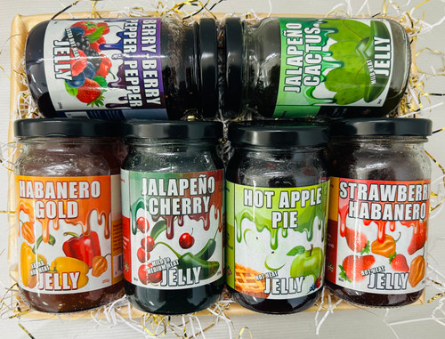 6 assorted hot pepper jellies