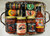 This is a premium spicy gift basket featuring bold, heat-packed products from Arizona-based brands (like Arizona Spice Company and Black Scorpion line). It's shrink-wrapped for gifting/shipping, nestled in a wicker basket with shredded filler