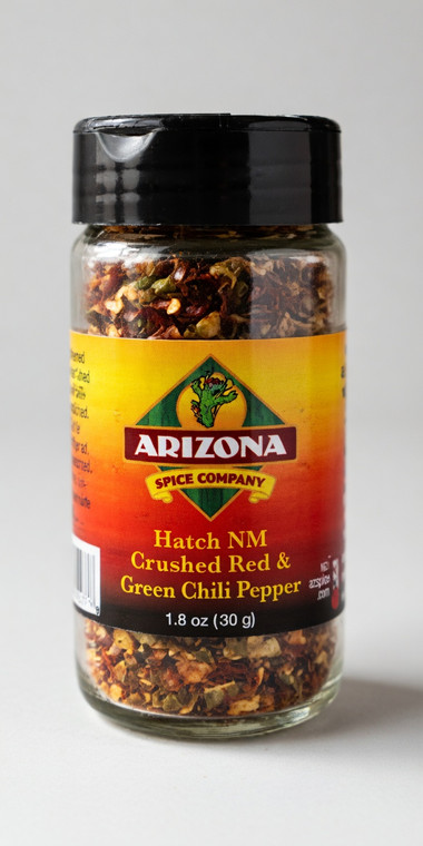 Perfect blend of Hatch Green and Red crushed peppers