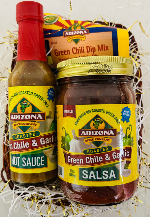 All Natural Award Winning Green Chile and Garlic Hot Sauce and Salsa along with our all natural veggie and chip dip.  Sure to please the green chile lover you know.  