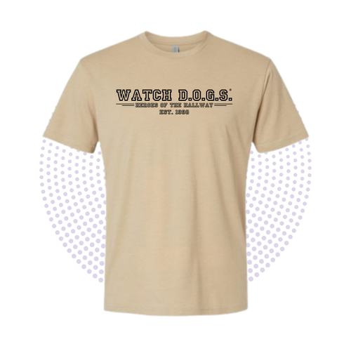 New! WATCH D.O.G.S.® Premium Varsity Stencil T-Shirt - Heather Tan