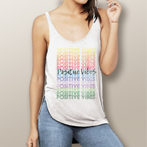 Positive Vibes (colorful version)- Flowy Slit Tank
