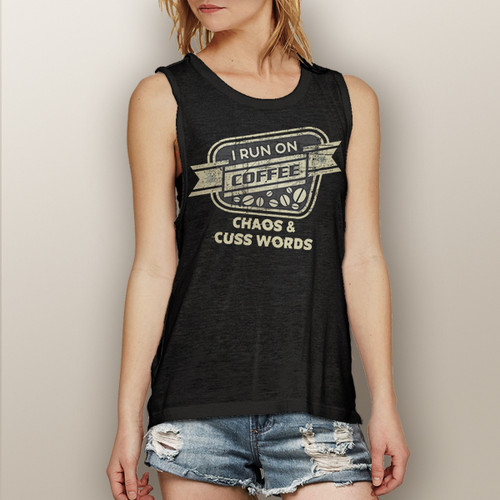 I Run on Coffee, Chaos & Cuss Words - Muscle Tank (More Color Choices)