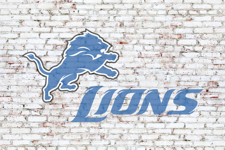 Detroit Lions on brick wall