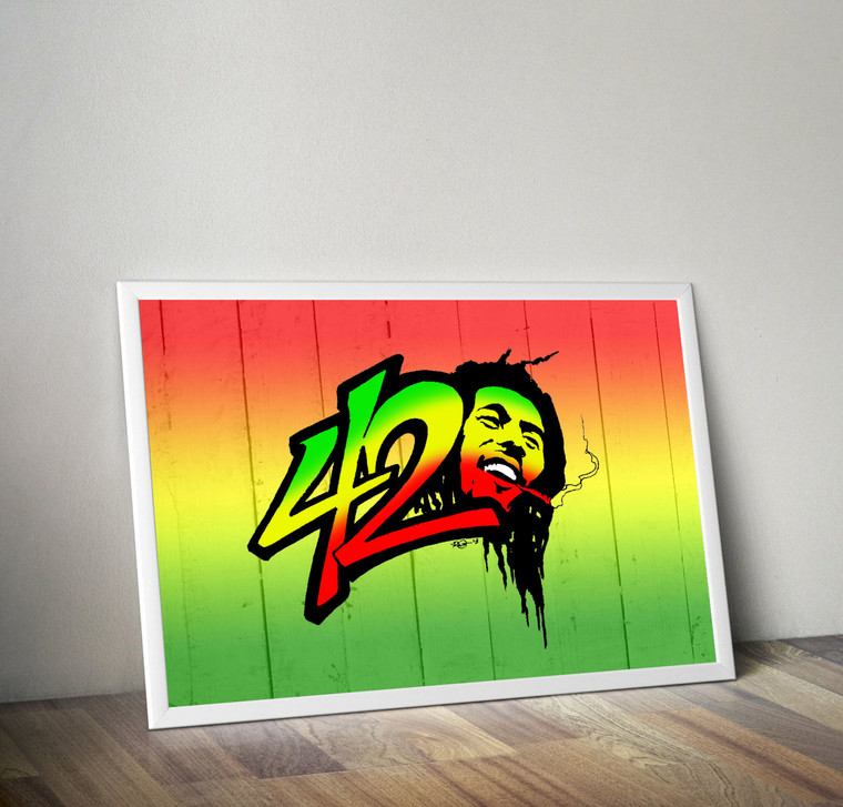 BOB MARLEY Inspiration Rastafarian Cannabis Print Art Home Wall Art Print Great for Gift Home Decor Picture Poster / Canvas
