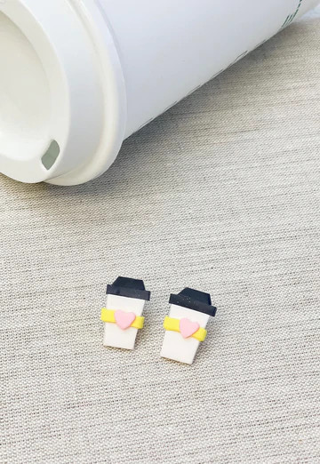 Love Coffee Clay Stud Earrings