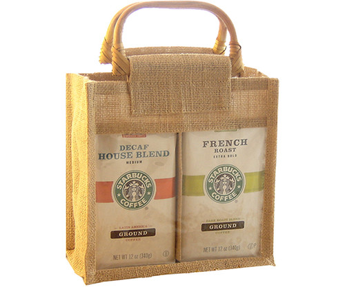 Jute Gift Bag w/wood Handles