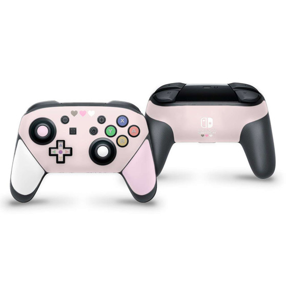 Pastel Pink & White HeartsNintendo SwitchPro Controller Skin