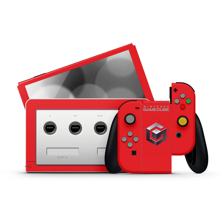 GameCube v2 Red Nintendo Switch OLED Skins | KO Custom Creations