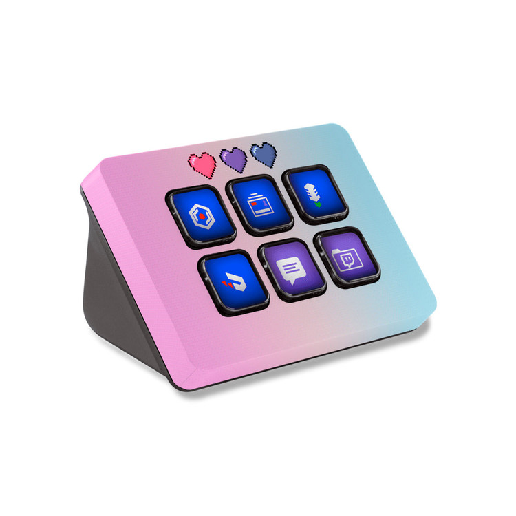 8-Bit Pink & Blue Hearts Elgato Stream Deck Mini Skin