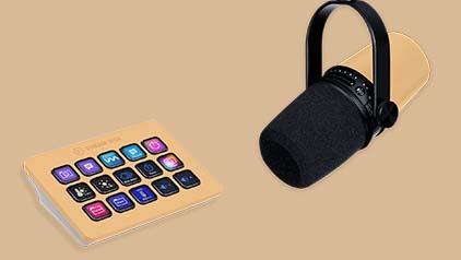 cozy coloured stream deck & mic