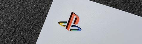 Retro coloured Playstation 5 logo sticker