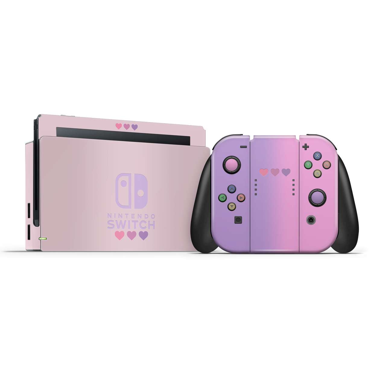 Pastel Pink Purple Hearts Switch Skin