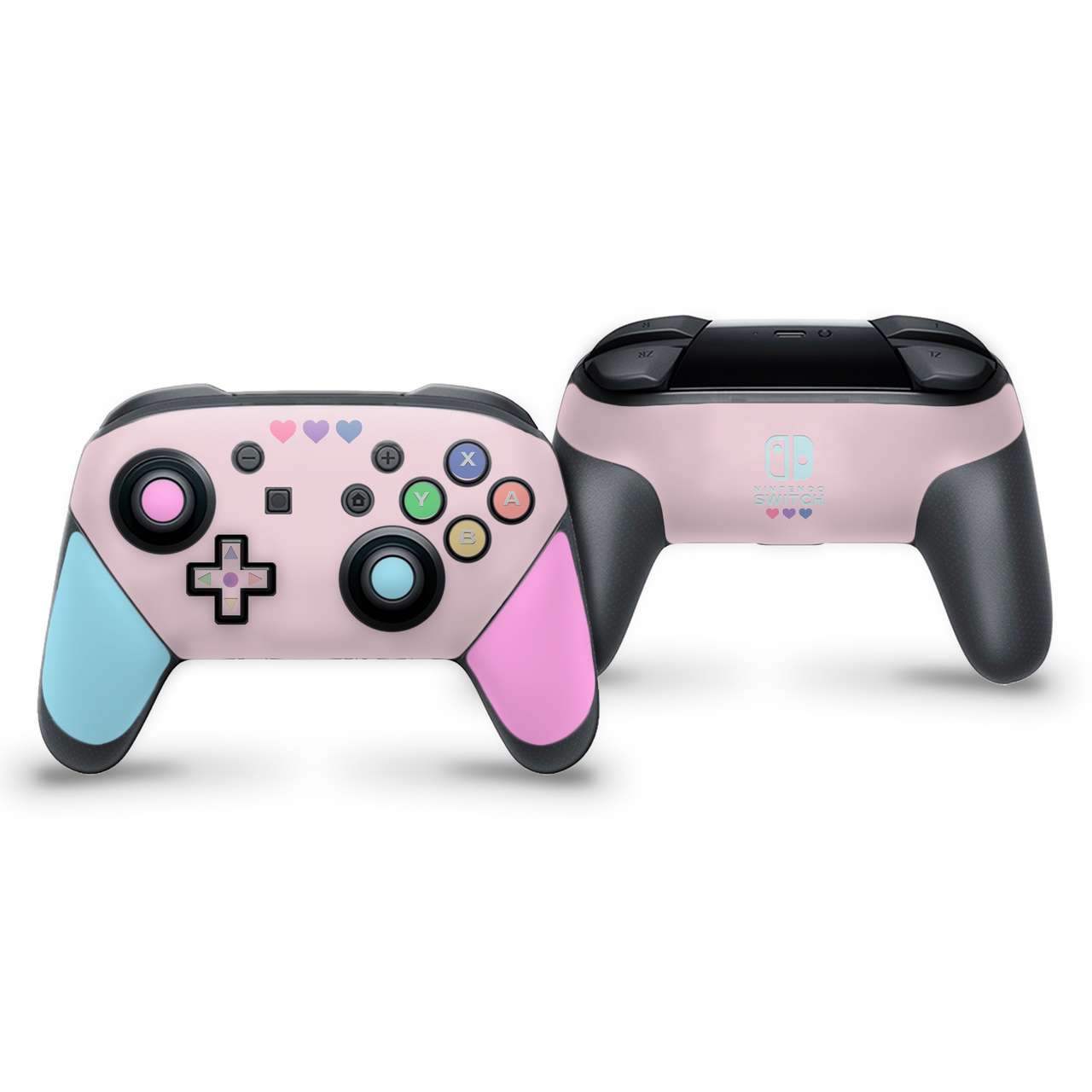 Pastel Pink & Blue Hearts Switch Pro Controller Skin