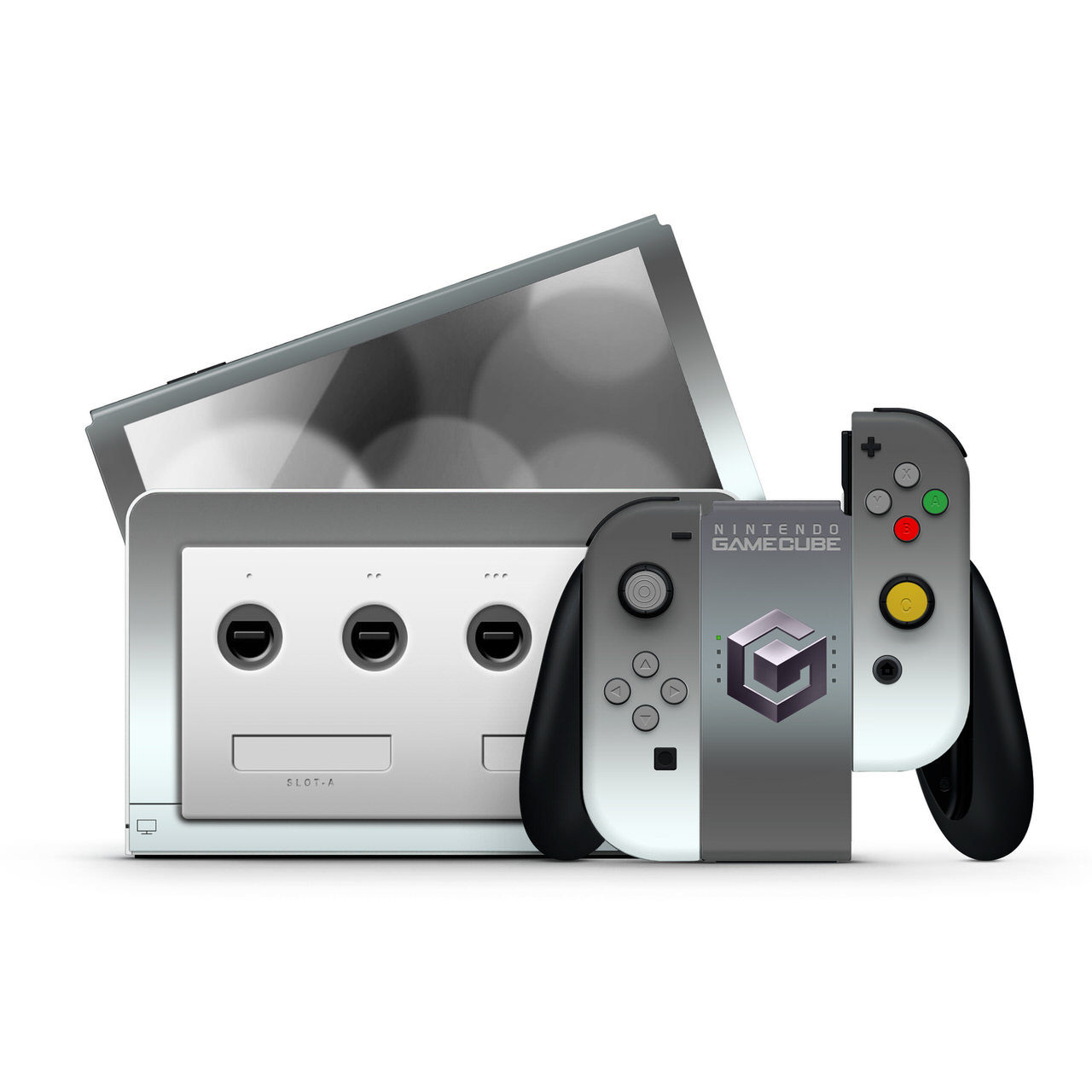 Gamecube v2 Silver Nintendo Switch OLED Skin