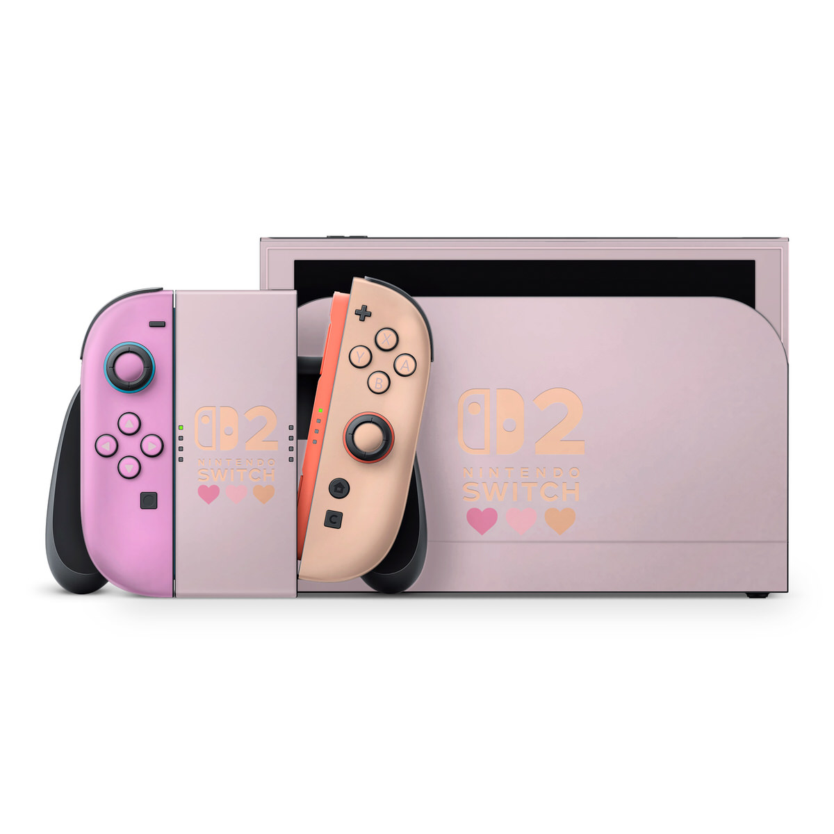 Pastel Pink & Peach Hearts Nintendo Switch 2 Skin