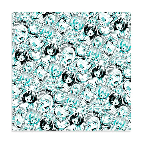 Ahegao Collage Teal Wrap Sheet [Universal Skin]