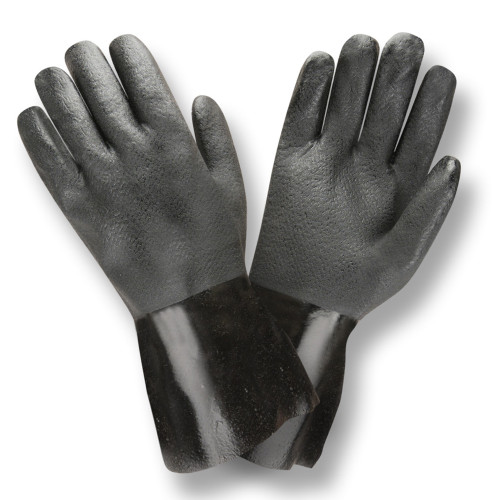 Black Heavy Duty 12" PVC Coated Gloves (Per DZ)