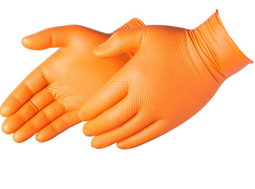 Duraskin Orange Nitrile disposable gloves, 8 mil