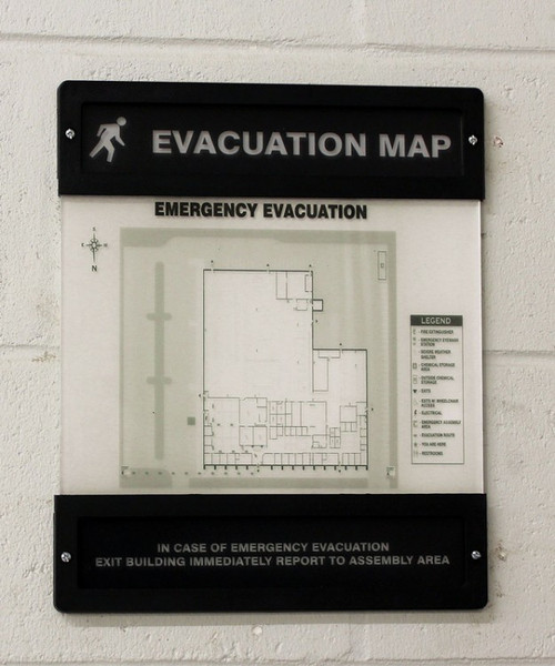 Glow-In-The-Dark Safety Sign: Evacuation Map (New Holder 2 - Unassembled)