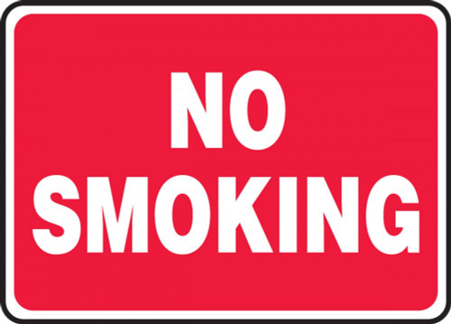 No Smoking Sign (White On Red) 10"x14"