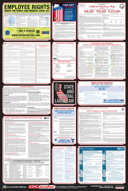 Combo State, Federal & OSHA Labor Law Poster (California)