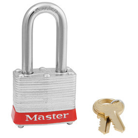 Red Laminated Steel Safety Padlock,  1-1/2" Shackle
