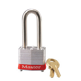 Red Laminated Steel Safety Padlock, 2" Shackle