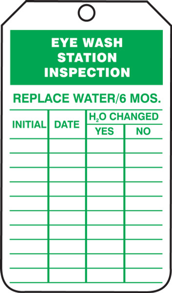 Eyewash Station Inspection Tags