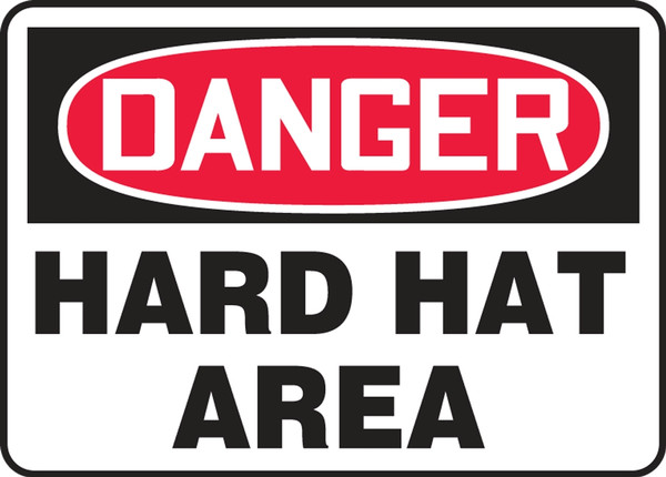 Danger Hard Hat Area Sign 10"x14"