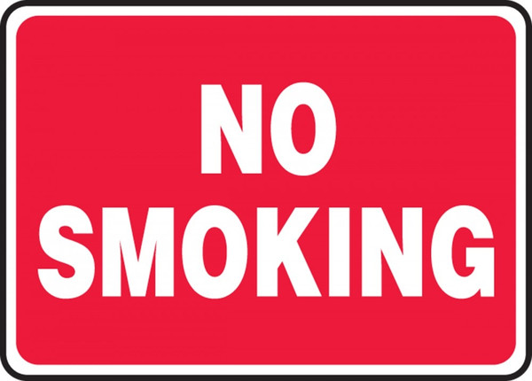 No Smoking Sign (White On Red) 10"x14"