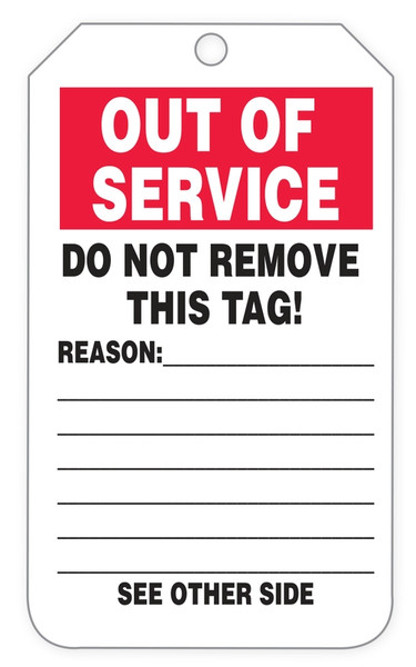 Out Of Service Tags (100/RL)