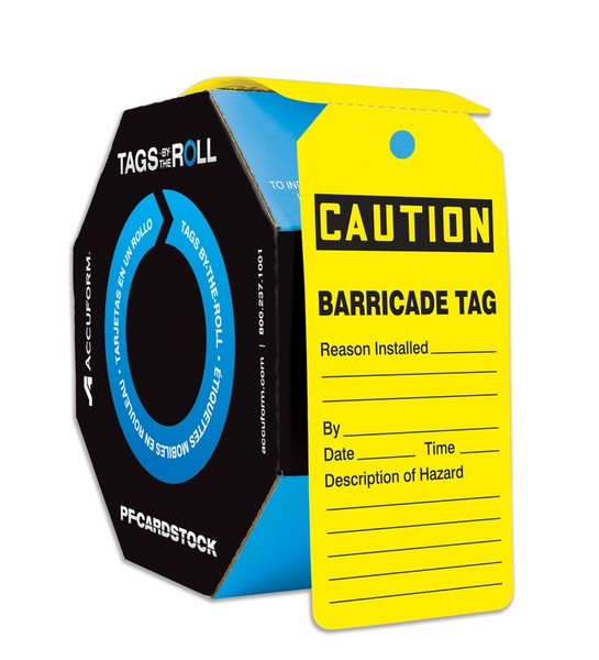 Caution Barricade Tags by the Roll (Per RL)