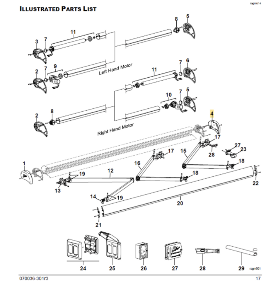 Carefree RV R037563-004-MIL Freestyle Evolution RM Endcap, RH - Black