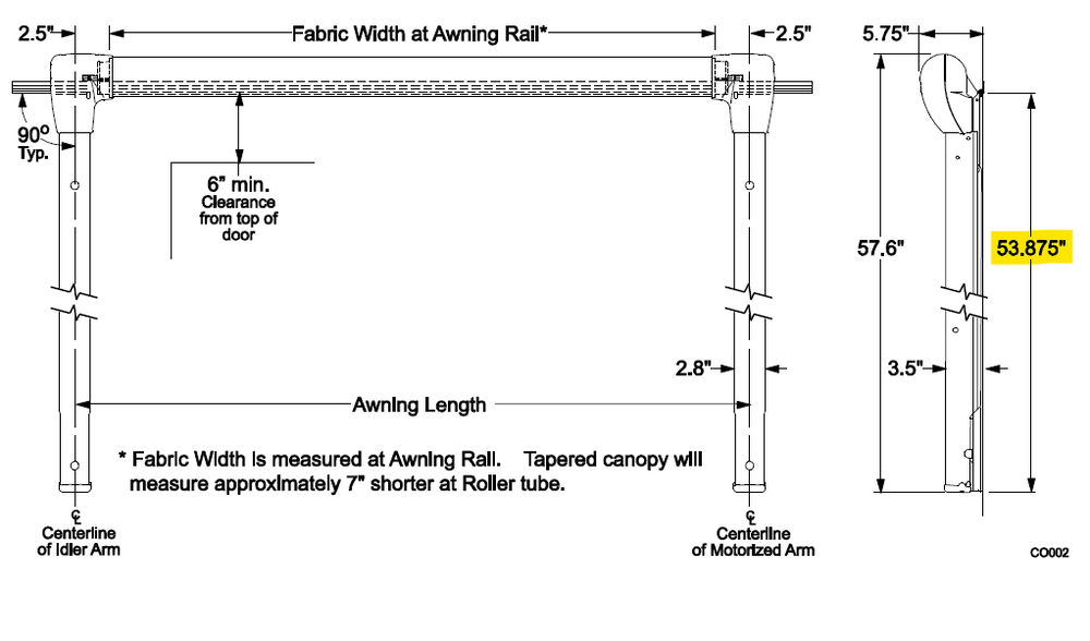 Carefree RV TAJVAPHW Compass Awning Arm Set - Adjustable Pitch - Black