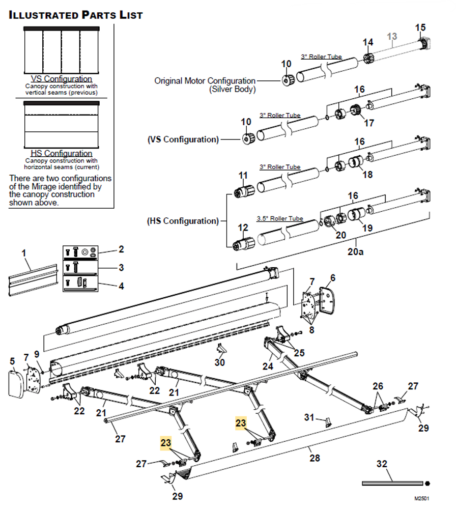 Carefree RV R019366-23L Mirage 2 STG Lead Rail Connector, LH