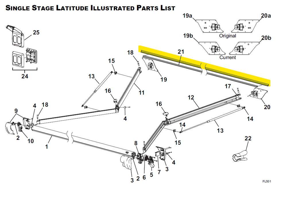 Carefree RV 610700-240WHT Lat SGL Awning Rail, 20',0" - White