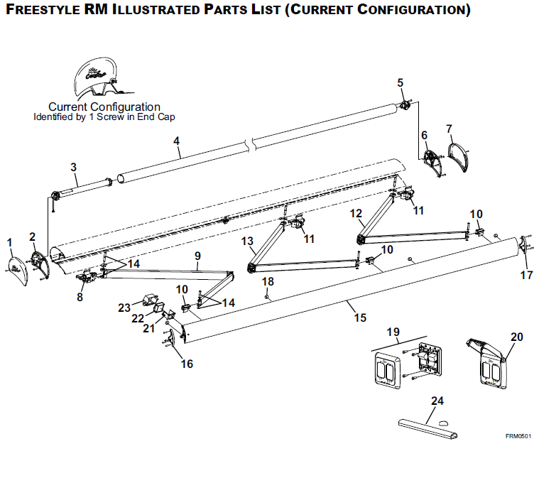 Carefree RV HG1926D23LM Complete Freestyle RM Assy, 4.9M w/LEDs - SLSF