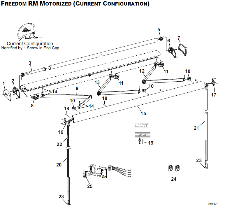 Carefree RV BY1926D23LL FRDM RM Assy, 4.87M SAT HW, LEDs - SLSF