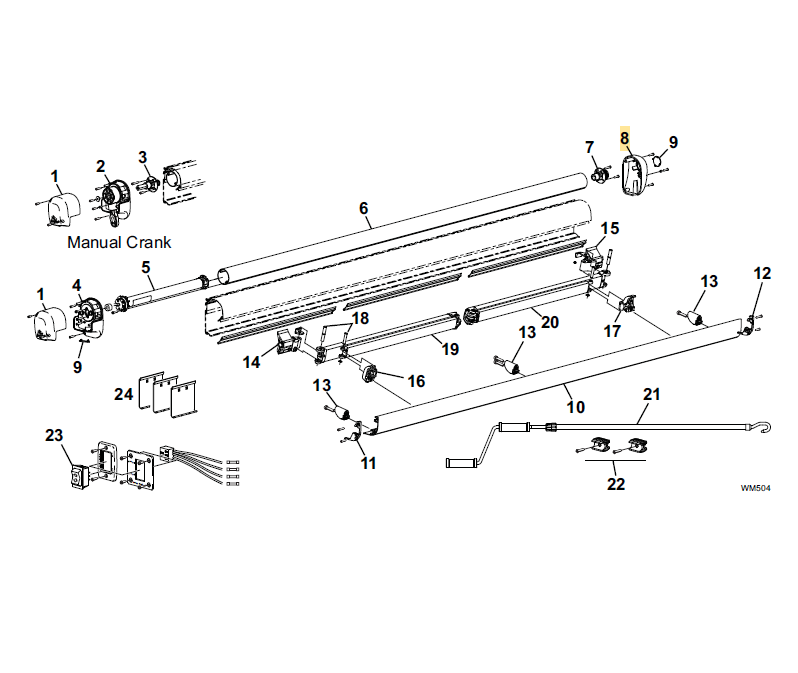 Carefree RV R001620GRY Freedom Wall Mount WM RH Outer End Cap - Gray