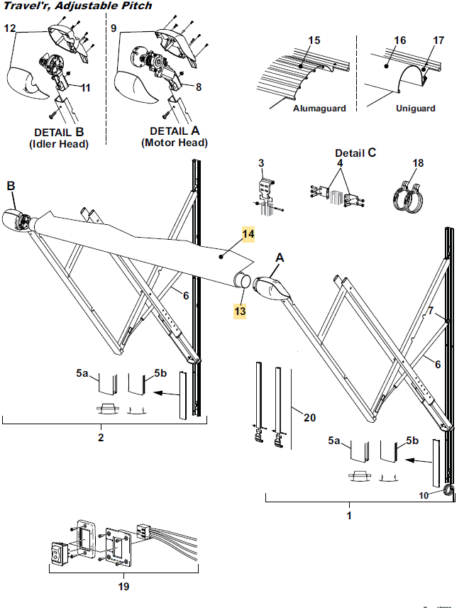 Carefree RV QJ128D8D Roller Assembly, 12',0" - DSBG