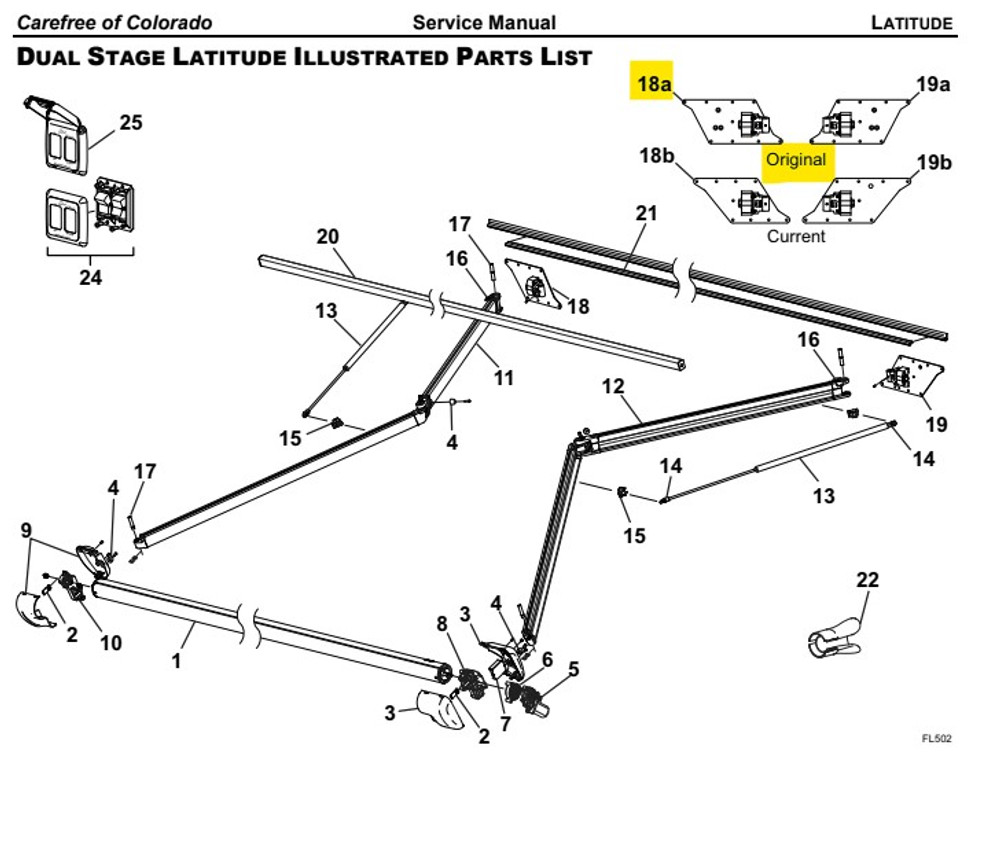 Carefree RV R019376-206 Original Latitude Dual Stage Mounting Bracket Assy, LH - Black