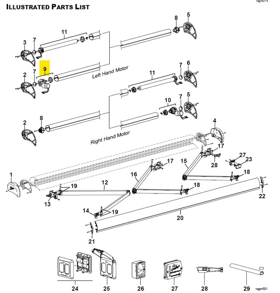 Carefree RV R002012 Awning Motor Assy, Right Angle, LH