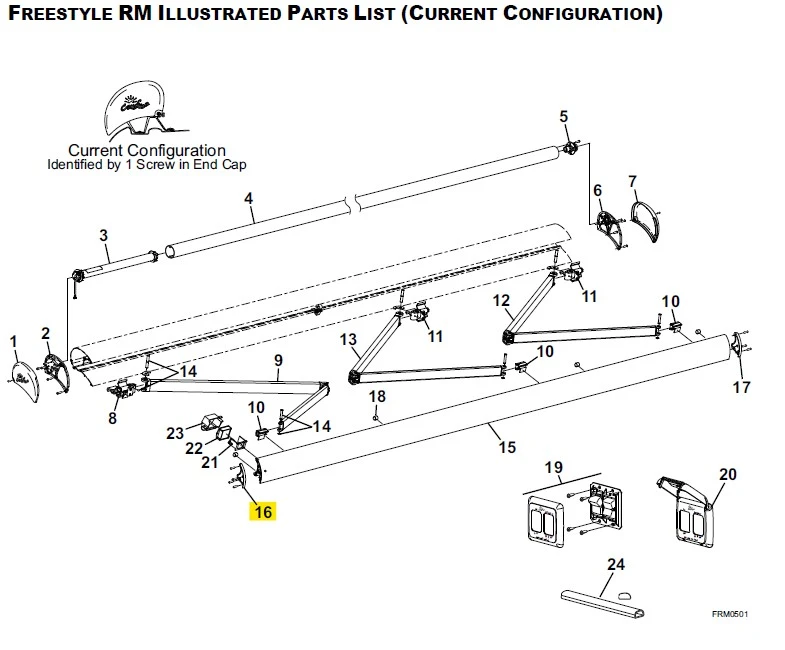 Carefree RV R041353-231 Awning Lead Rail End Plate, LH - Satin