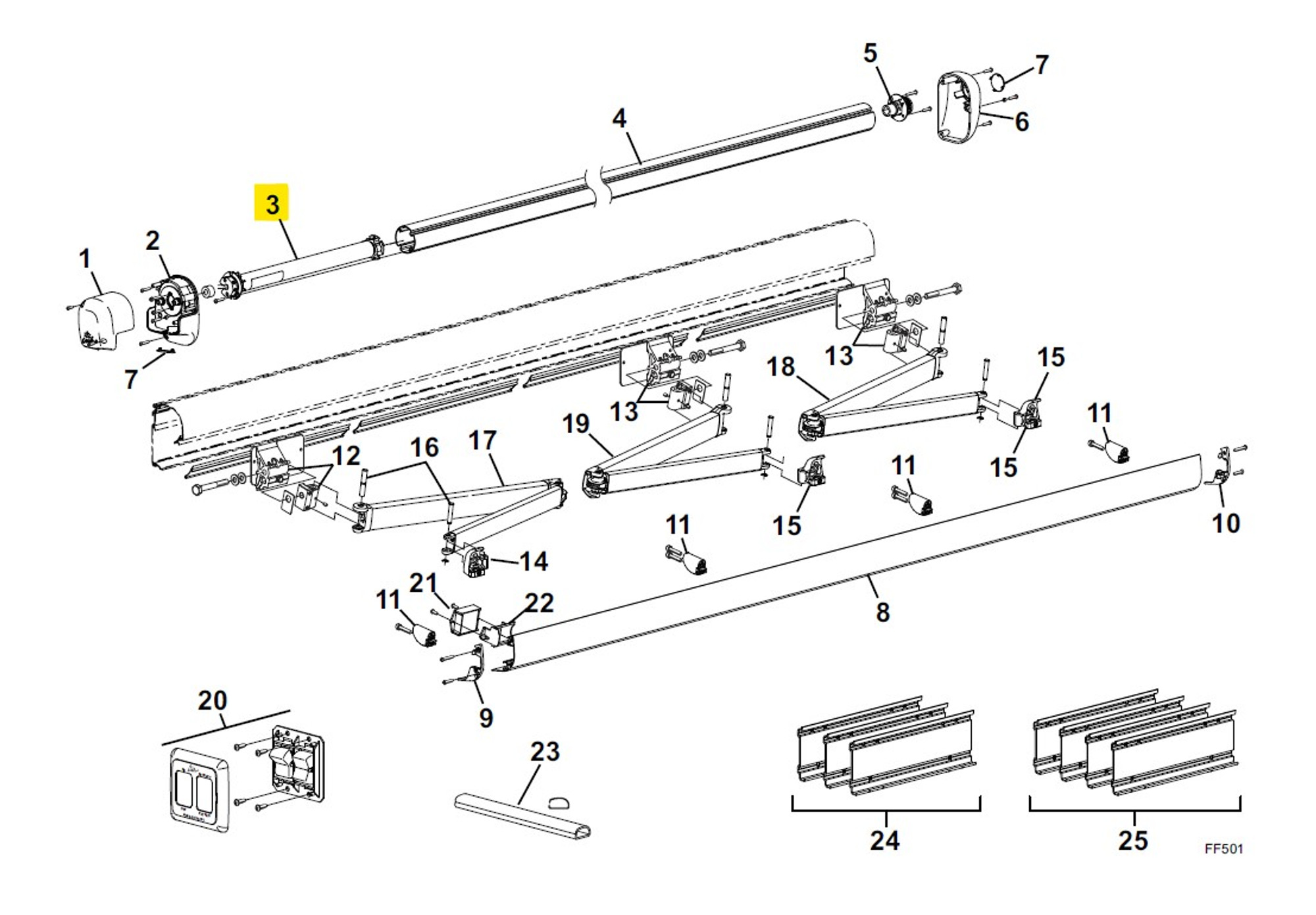 reraページ Carefree RV R001862 Freestyle WM Awning Motor Assy, LH - RV