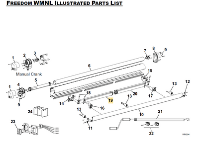 Carefree RV R012530-TB79L Freedom WMNL LH Spring Arm, 2.44 Meter & Up