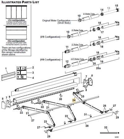 Carefree RV R012598-JVR115 Mirage 2 STG Spring Arm Assy, RH - Black