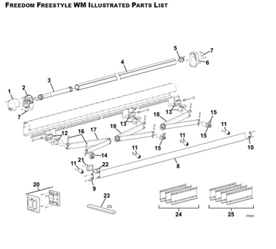 Carefree RV CA1576EJVLE Freestyle WM Assy, 4.0M, BKSF,PBK, LED BT